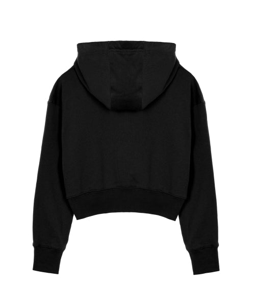 NNN PATCH CROP HOOD ZIP UP #徐睿知同款! - 2 COLORS BLACK
