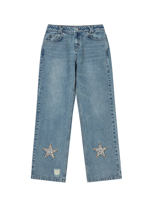 STAR APLIQUE DENIM PANTS