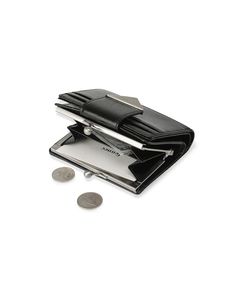 CRINKLE TRIANGLE FRAME BRIDGE WALLET - 2 COLORS BLACK