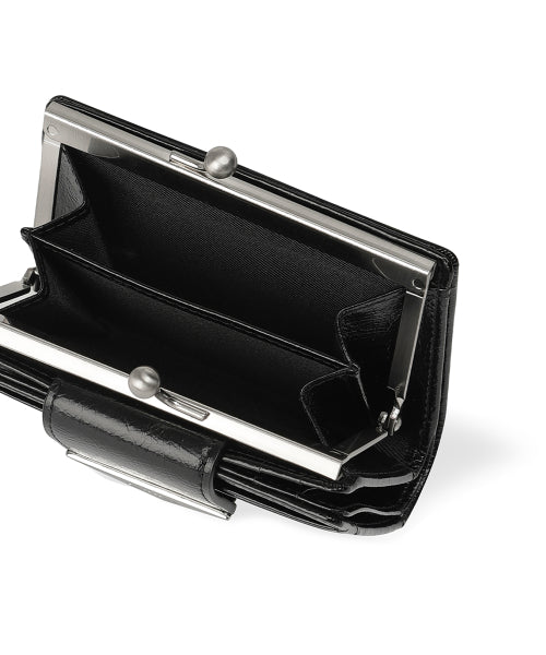 CRINKLE TRIANGLE FRAME BRIDGE WALLET - 2 COLORS BLACK