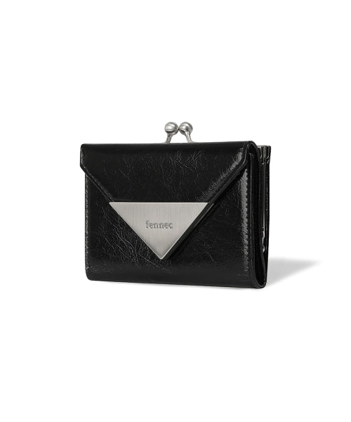 CRINKLE TRIANGLE FRAME WALLET VANILLA - 2 COLORS BLACK