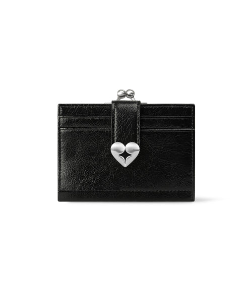 CRINKLE HEARTY FRAME BRIDGE WALLET VANILLA - 2 COLORS BLACK