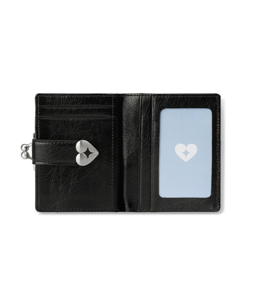 CRINKLE HEARTY FRAME BRIDGE WALLET VANILLA - 2 COLORS BLACK