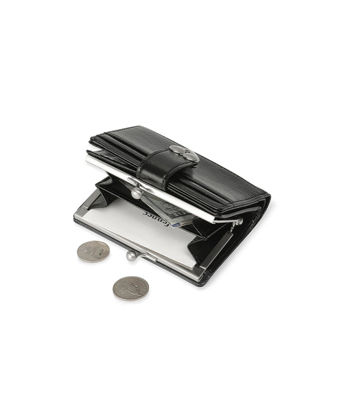 CRINKLE HEARTY FRAME BRIDGE WALLET VANILLA - 2 COLORS BLACK