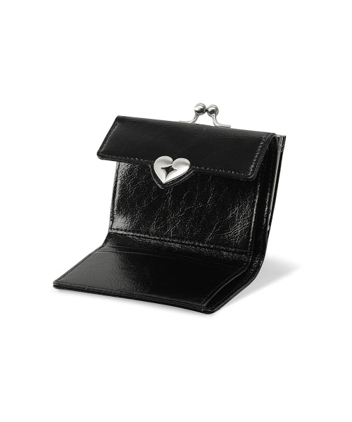 CRINKLE HEARTY FRAME WALLET VANILLA - 2 COLORS BLACK
