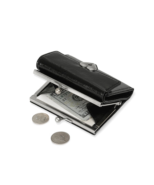 CRINKLE HEARTY FRAME WALLET VANILLA - 2 COLORS BLACK
