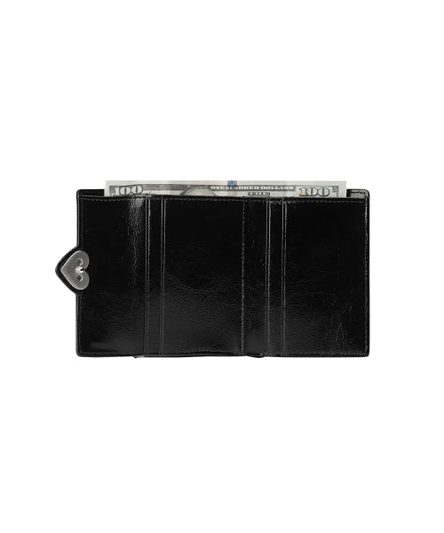 CRINKLE HEARTY FRAME WALLET VANILLA - 2 COLORS BLACK