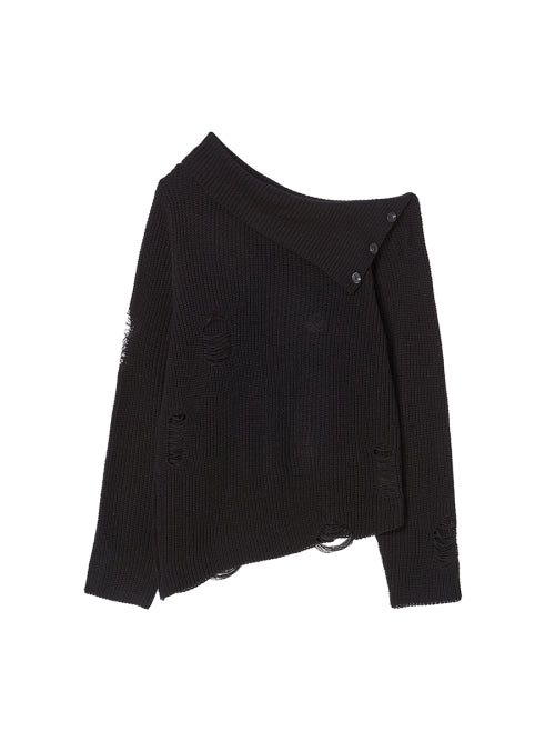 DAMAGE OFF SHOULDER KNIT BLACK - 2 COLORS