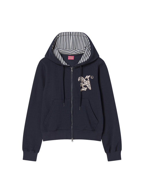 LETTER N HOOD ZIP-UP NAVY - 2 COLORS