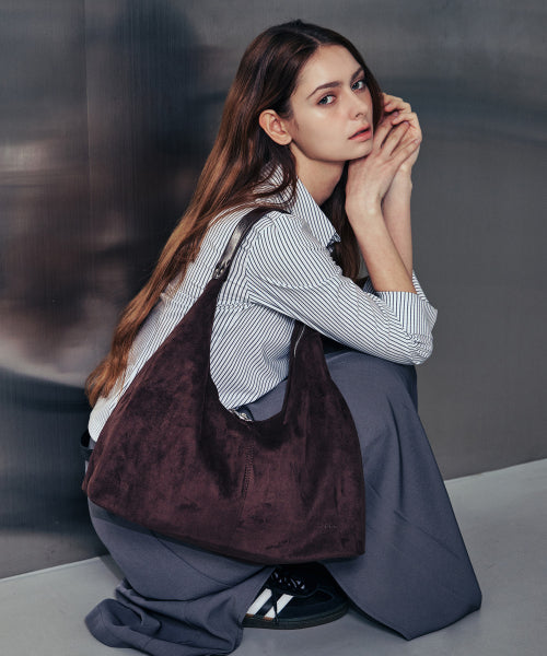 CLAIRE HOBO BAG - 2 COLORS SUEDE BROWN