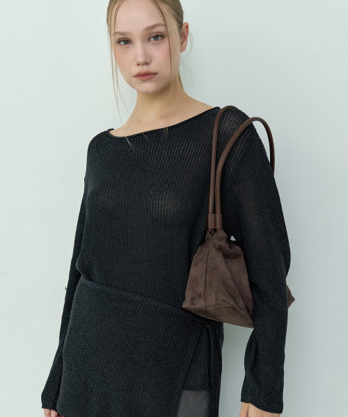 MARI SHOULDER BAG - 2 COLORS SUEDE BROWN