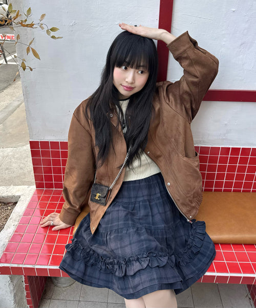 SUEDE BLOUSON JUMPER #SEULGI同款! BLUE