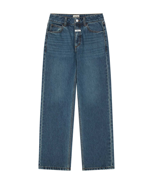 W SLIM STRAIGHT DENIM PANTS BLUE