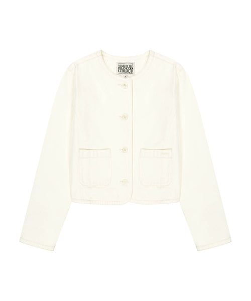 W ROUND NECK DENIM JACKET ECRU AS SHOWN