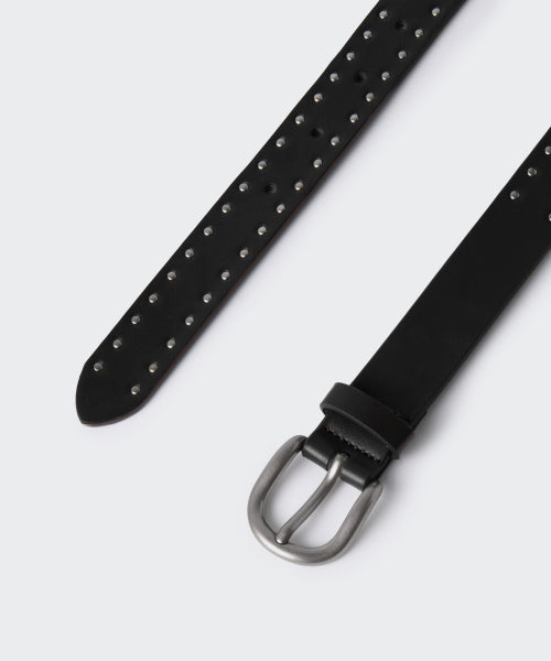 WOMENS SYNTHETIC LEATHER DOT STUD BELT 25MM #韓韶禧同款! - 2 COLORS BLACK