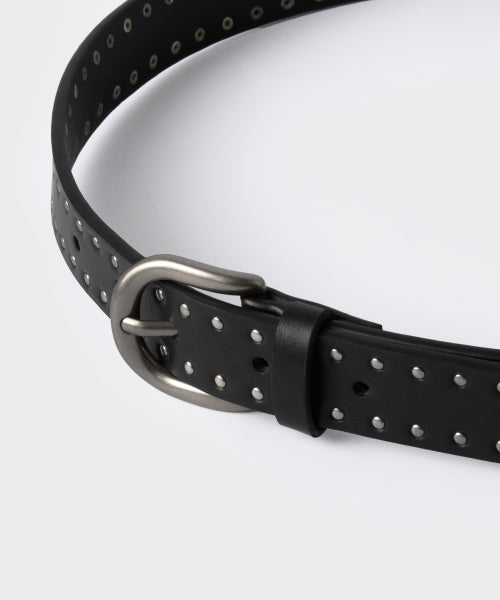 WOMENS SYNTHETIC LEATHER DOT STUD BELT 25MM #韓韶禧同款! - 2 COLORS BLACK