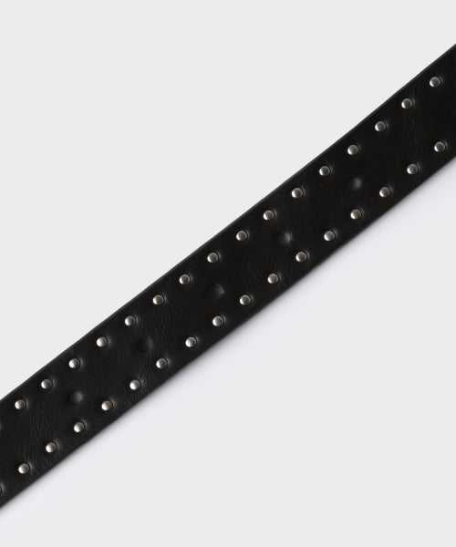 WOMENS SYNTHETIC LEATHER DOT STUD BELT 25MM #韓韶禧同款! - 2 COLORS BLACK