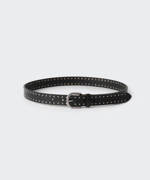 WOMENS SYNTHETIC LEATHER DOT STUD BELT 25MM #韓韶禧同款! - 2 COLORS BLACK