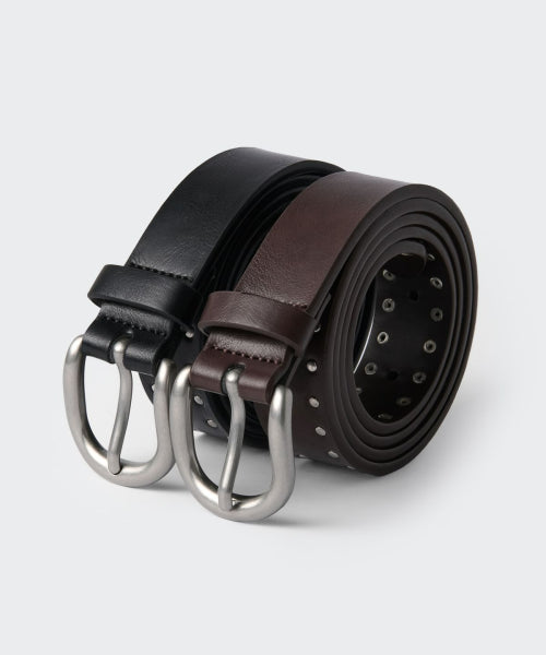 WOMENS SYNTHETIC LEATHER DOT STUD BELT 25MM #韓韶禧同款! - 2 COLORS BLACK
