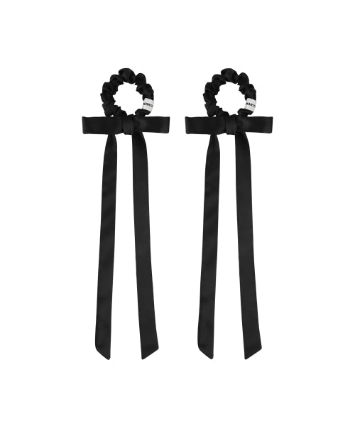 REGULAR LOGO SATIN HAIR RIBBON SCRUNCHIE 2PACK - 3 COLORS BLACK