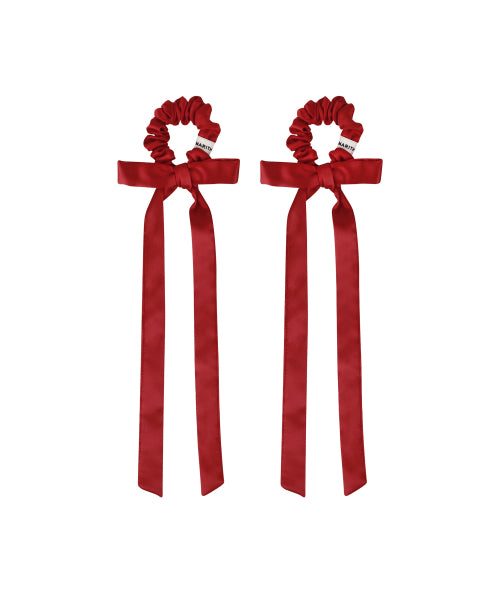 REGULAR LOGO SATIN HAIR RIBBON SCRUNCHIE 2PACK - 3 COLORS RED
