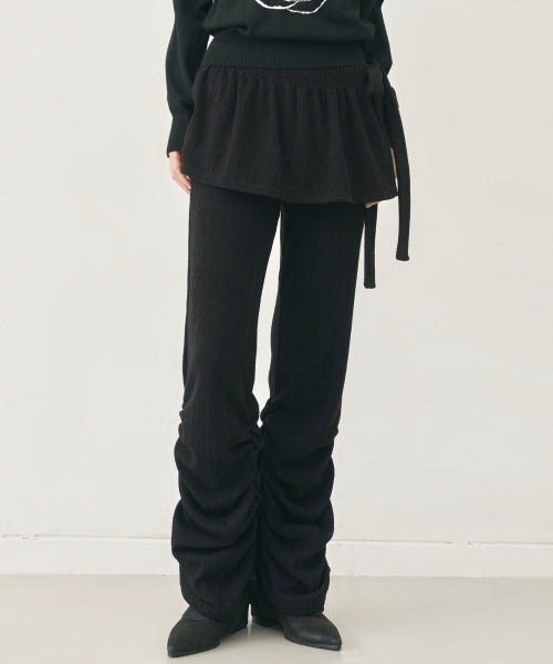 SHIRRING LAYERED SKIRT PANTS #徐睿知同款! - 2 COLORS BLACK