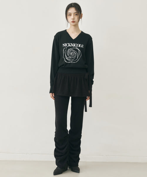 SHIRRING LAYERED SKIRT PANTS #徐睿知同款! - 2 COLORS BLACK