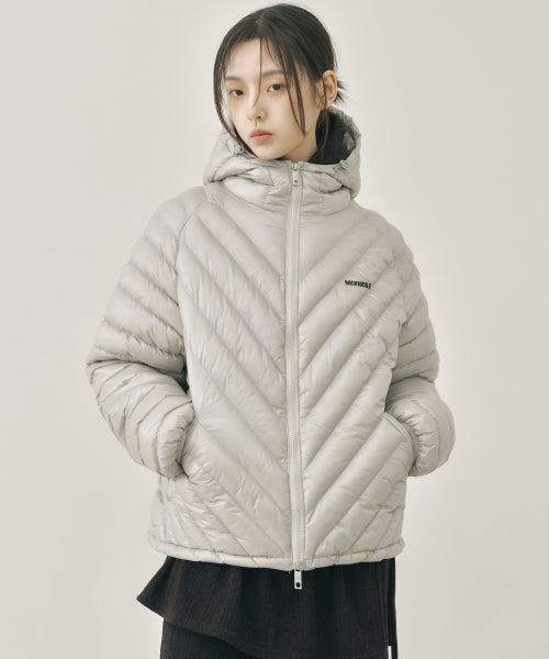NICOLE LIGHT WEIGHT HOODY PADDING #徐睿知同款! - 6 COLORS LIGHT GREY