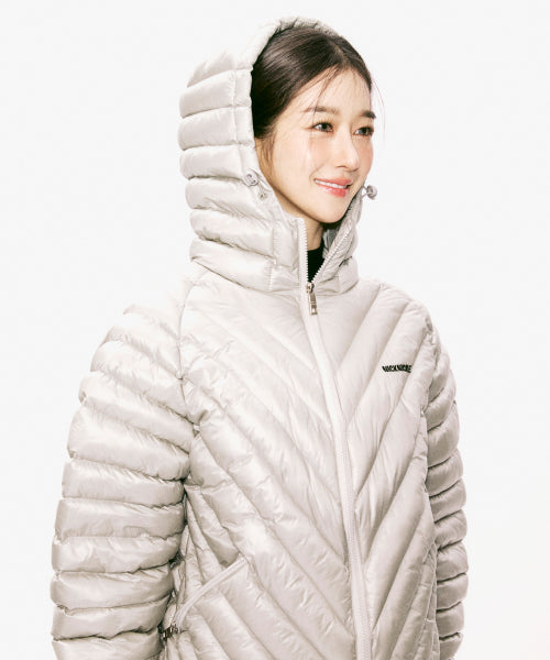 NICOLE LIGHT WEIGHT HOODY PADDING #徐睿知同款! - 6 COLORS LIGHT GREY