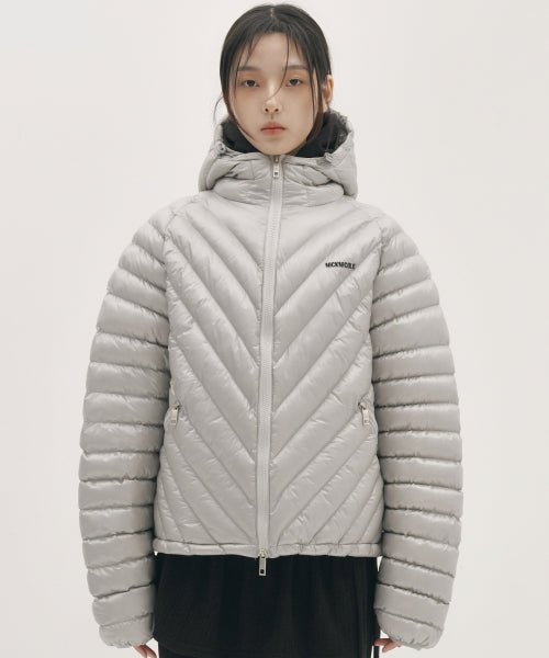 NICOLE LIGHT WEIGHT HOODY PADDING #徐睿知同款! - 6 COLORS LIGHT GREY