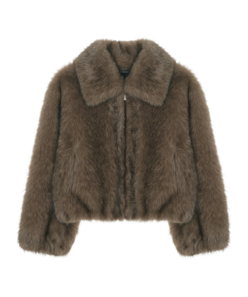 FLUFFY MIX FUR JACKET #徐睿知同款! - 2 COLORS BROWN