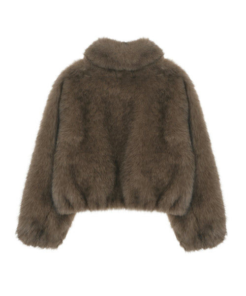 FLUFFY MIX FUR JACKET #徐睿知同款! - 2 COLORS BROWN