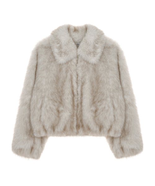 FLUFFY MIX FUR JACKET #徐睿知同款! - 2 COLORS BEIGE