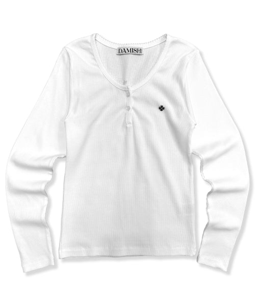 CROSS HENLEY NECK - 2 COLORS WHITE