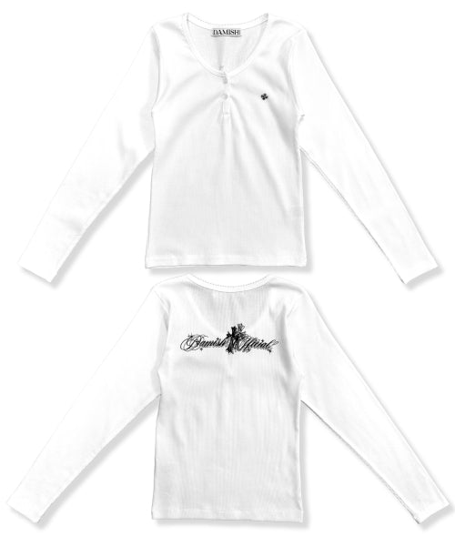 CROSS HENLEY NECK - 2 COLORS WHITE