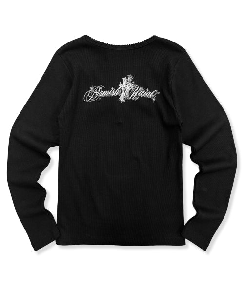 CROSS HENLEY NECK - 2 COLORS BLACK