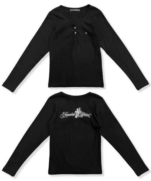 CROSS HENLEY NECK - 2 COLORS BLACK