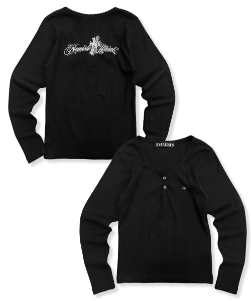 CROSS HENLEY NECK - 2 COLORS BLACK