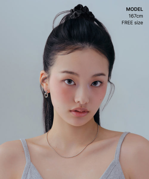 WOMENS SILK SCRUNCHIE LARGE #韓韶禧同款! - 3 COLORS BLACK