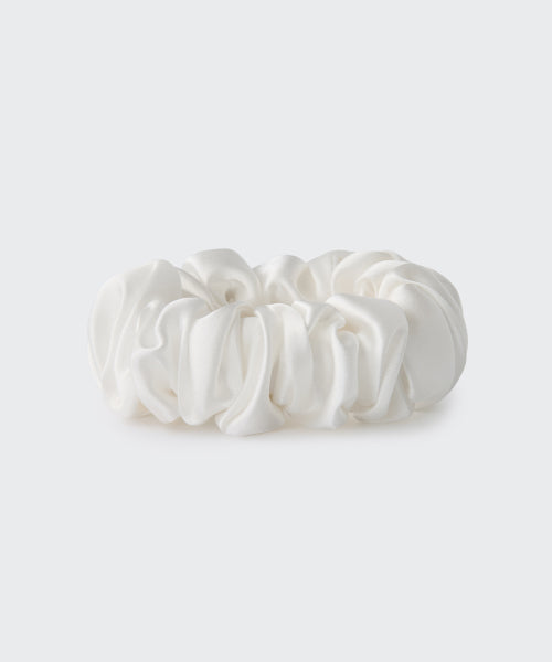WOMENS SILK SCRUNCHIE LARGE #韓韶禧同款! - 3 COLORS WHITE