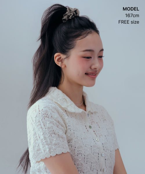 WOMENS SILK SCRUNCHIE LARGE #韓韶禧同款! - 3 COLORS GREY