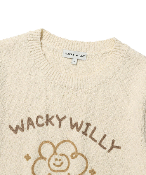 BIG LILY GRAPHIC SHORT SLEEVE KNIT #GISELLE同款! - 2 COLORS CREAM