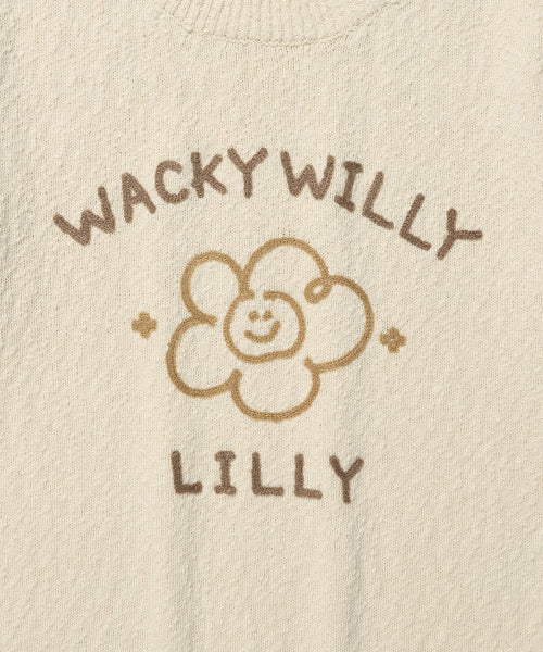 BIG LILY GRAPHIC SHORT SLEEVE KNIT #GISELLE同款! - 2 COLORS CREAM