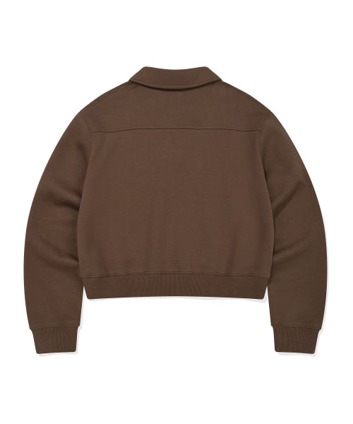 COLLAR HALF BUTTON-UP SWEATSHIRT #GISELLE同款! - 3 COLORS BROWN