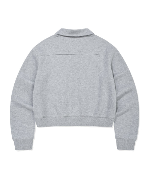 COLLAR HALF BUTTON-UP SWEATSHIRT #GISELLE同款! - 3 COLORS GREY