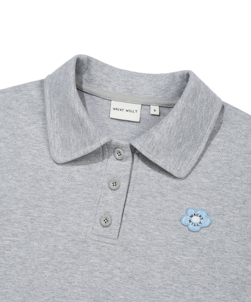 COLLAR HALF BUTTON-UP SWEATSHIRT #GISELLE同款! - 3 COLORS GREY