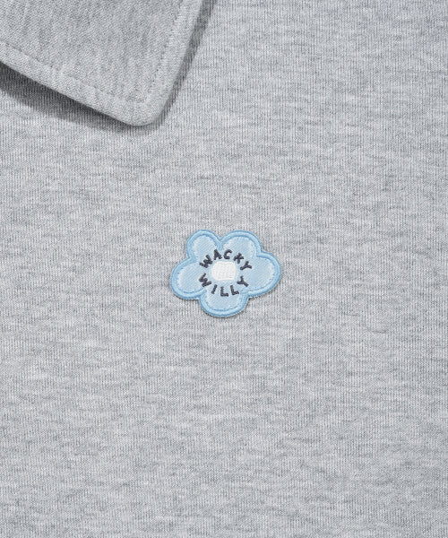 COLLAR HALF BUTTON-UP SWEATSHIRT #GISELLE同款! - 3 COLORS GREY