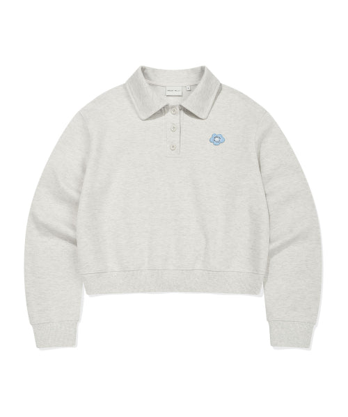 COLLAR HALF BUTTON-UP SWEATSHIRT #GISELLE同款! - 3 COLORS OATMEAL