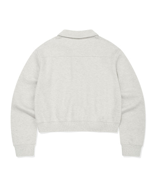 COLLAR HALF BUTTON-UP SWEATSHIRT #GISELLE同款! - 3 COLORS OATMEAL