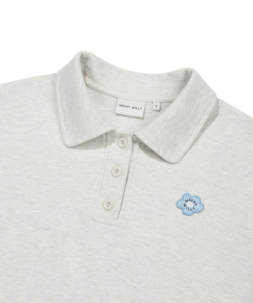 COLLAR HALF BUTTON-UP SWEATSHIRT #GISELLE同款! - 3 COLORS OATMEAL
